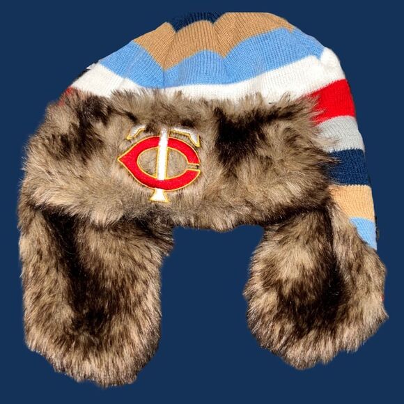 Melonwear Minnesota Twins/Pepsi Winter Ear Flap Bomber Faux Fur Hat - Picture 4 of 4